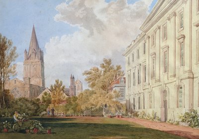 Vista de la Catedral de Christ Church y el Jardín y Edificio de los Becarios del Corpus Christi College, Oxford de Joseph Mallord William Turner